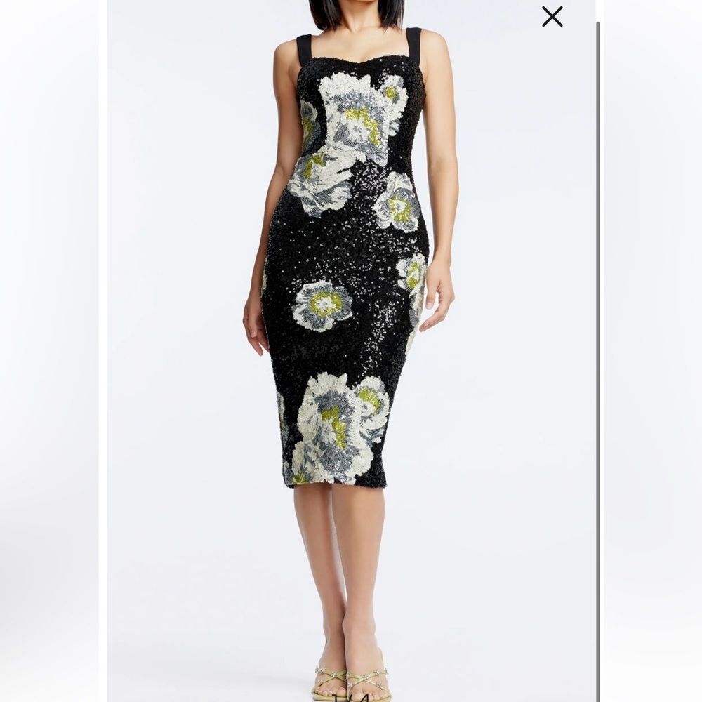 Dress the Population Nicole Sequin Floral Cocktail Sheath Dress black multi